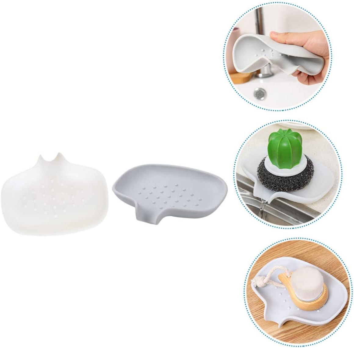 Perfect 2pcs WhiteGray Draining Soap Disk for Bathroom Kitchen Storage