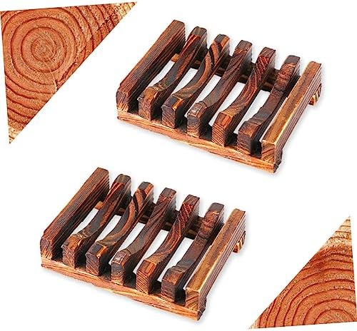 3pcs Wooden Soap Dish Natural Drain Soap Rack for Bath Kitchen
