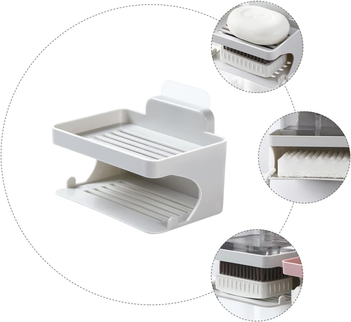 BRIGHTFUFU Double Layer Wall-Mounted Soap Dish Organizer