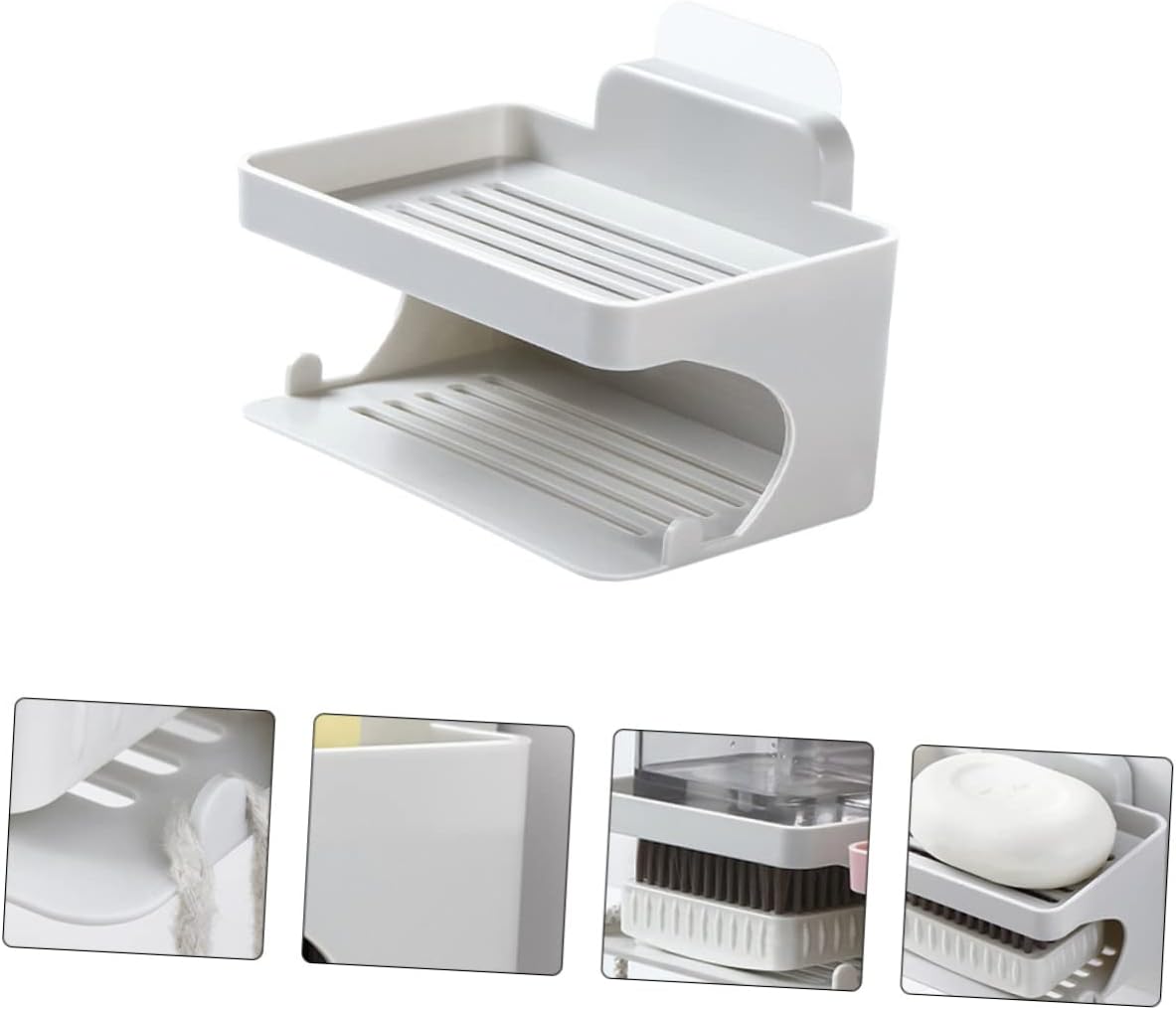 BRIGHTFUFU Double Layer Wall-Mounted Soap Dish Organizer