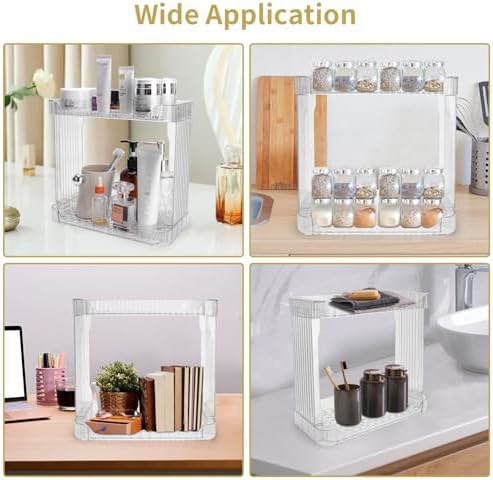 Stackable 2-Tier Bathroom Organizer with clear trays and open design