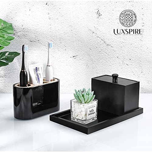 Luxspire Bathroom Vanity Tray - Durable Matte Black Organizer