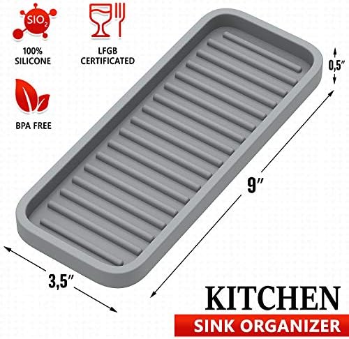 ZAPPOWARE Silicone Sink Caddy Organizer 9x35 Gray