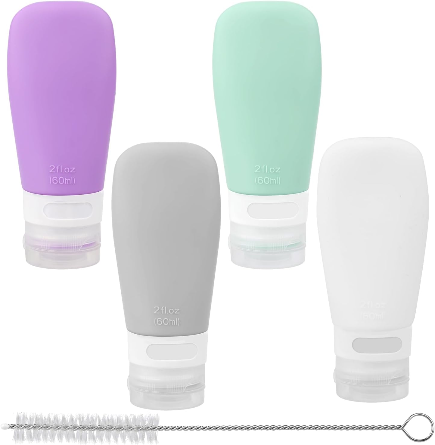 4-Piece Set of Silicone Condiment Squeeze Bottles for Lunch Boxes