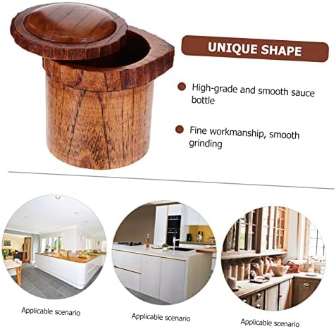 Aesthetically Designed Small Wood Condiment Bottle for Home Use