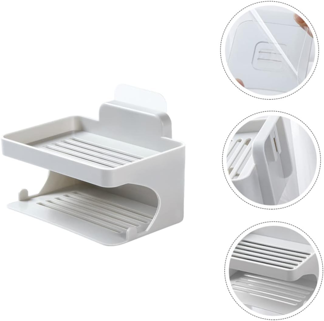 BRIGHTFUFU Double Layer Wall-Mounted Soap Dish Organizer