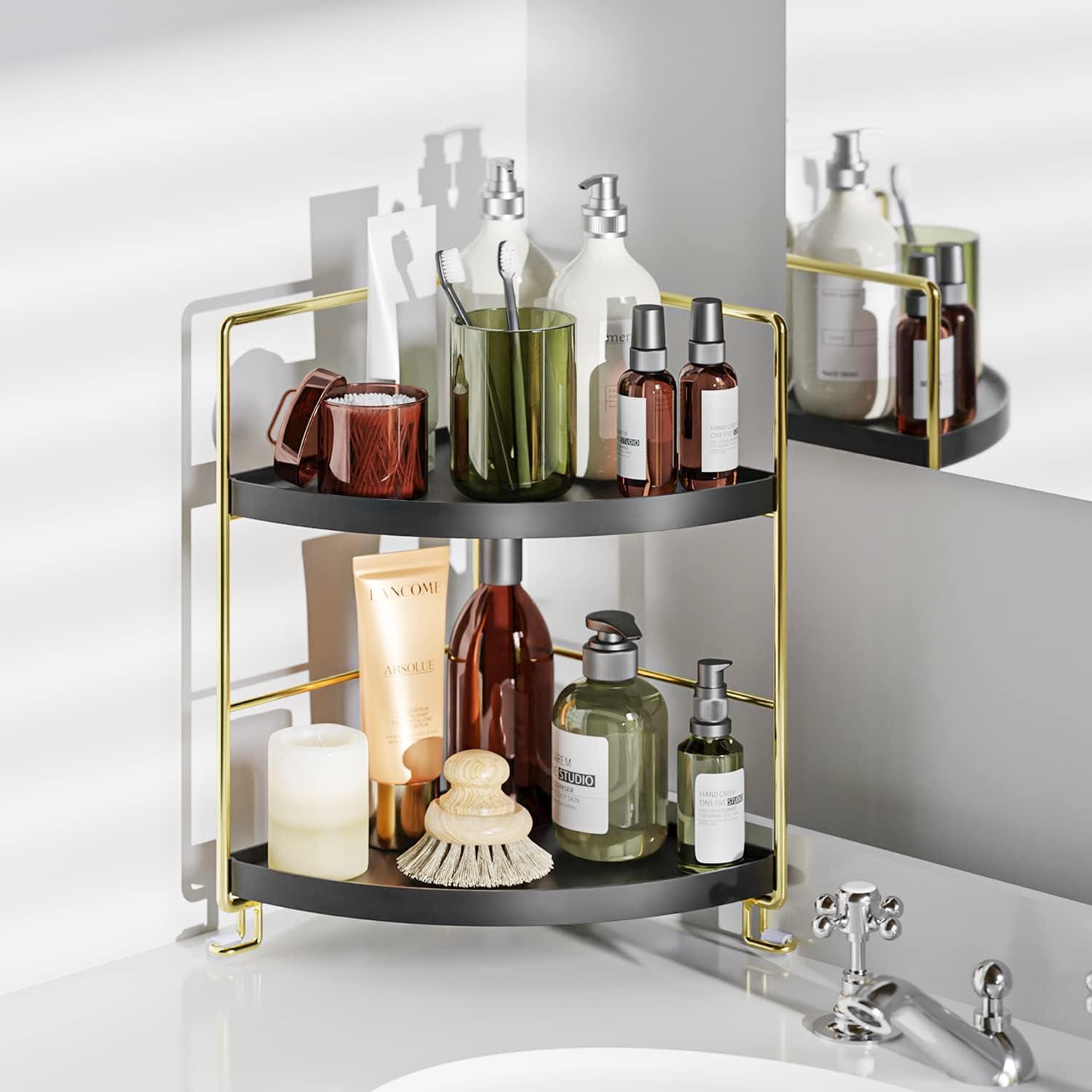 Sturdy Black 2-Tier Organizer for Bath