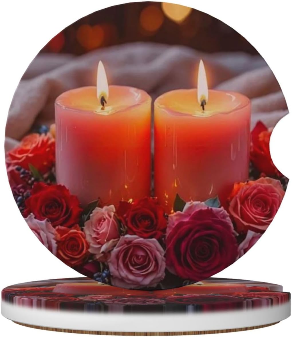 Candleflower 2-Piece Coasters Set for Car Accessories