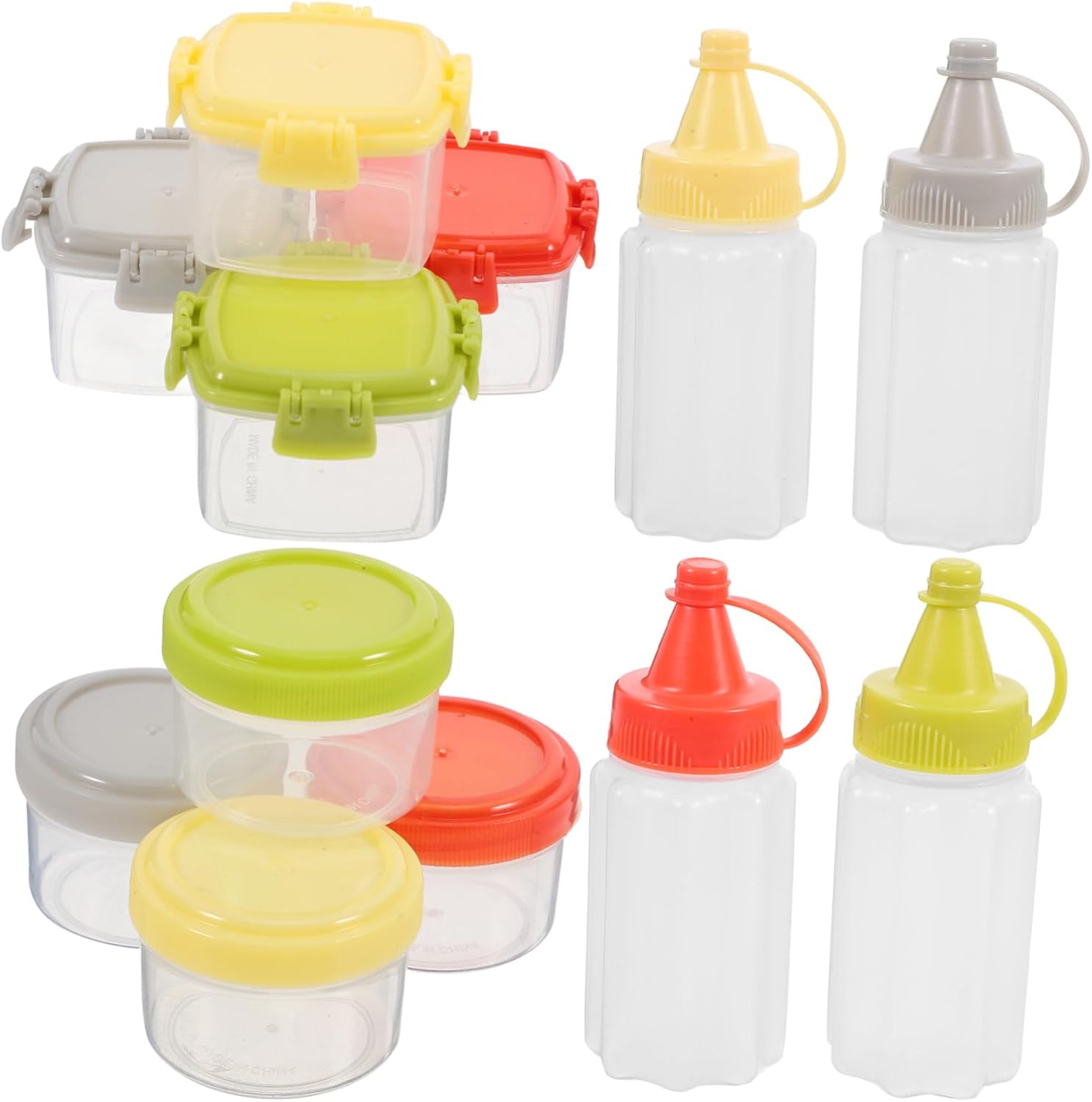KICHOUSE 12-Piece Transparent Mini Squeeze Condiment Bottles Set With