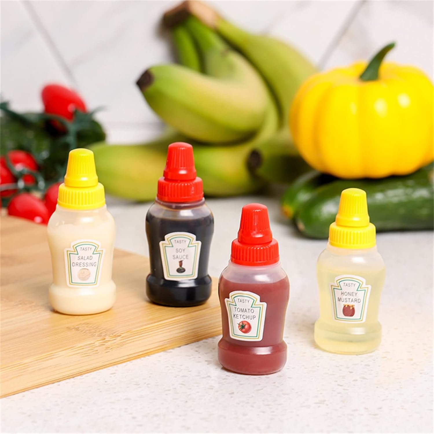 4-Piece Mini Ketchup Honey Squeeze Bottles