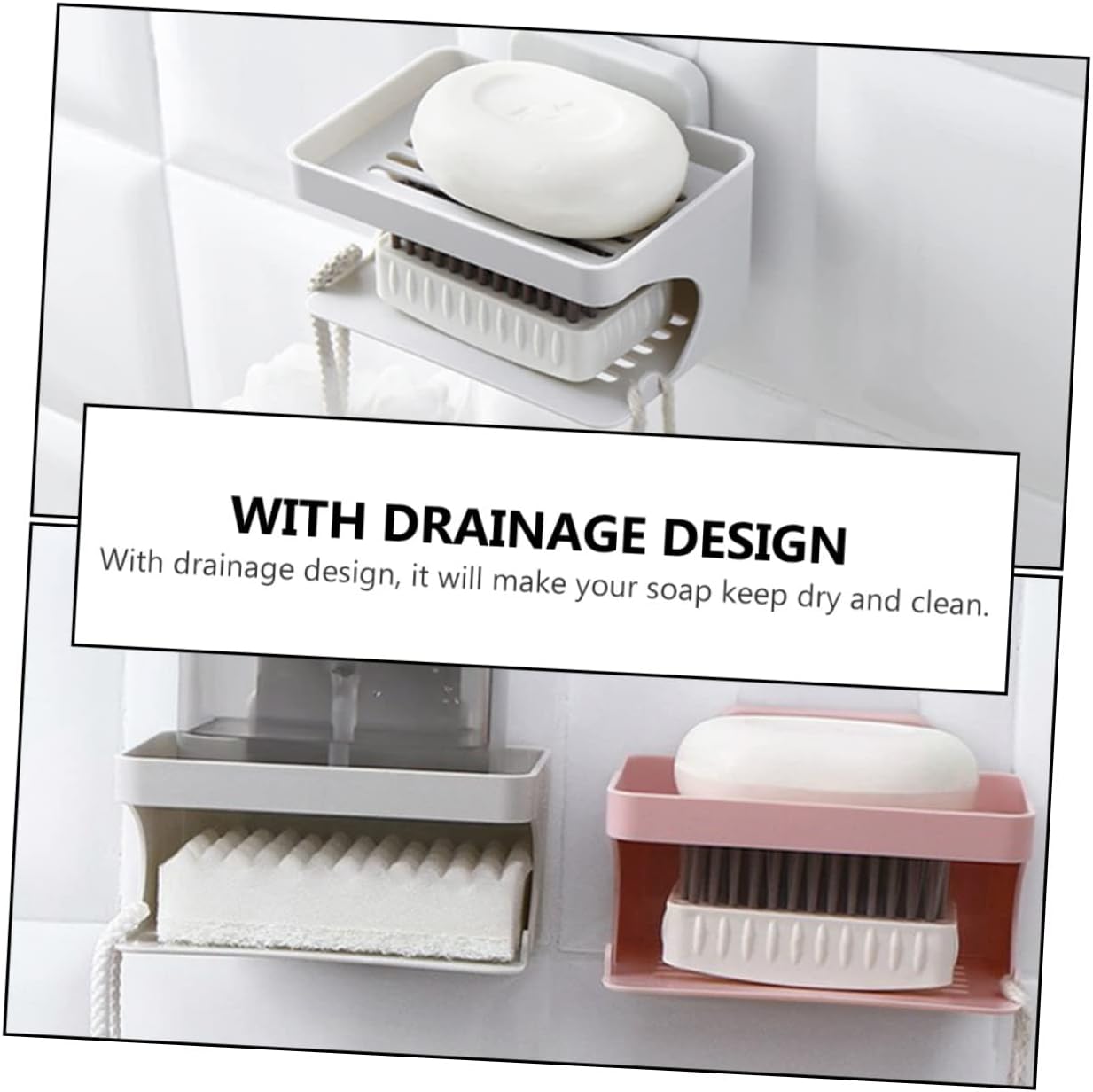 BRIGHTFUFU Double Layer Wall-Mounted Soap Dish Organizer