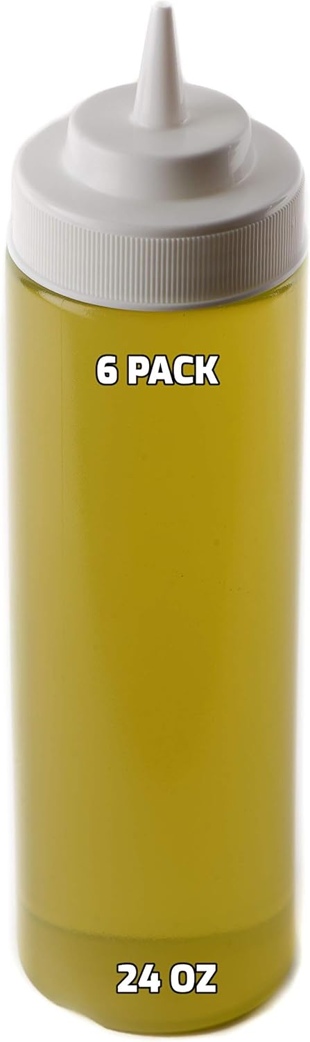 24 Oz BPA Free Condiment Squeeze Bottles 6 Pack