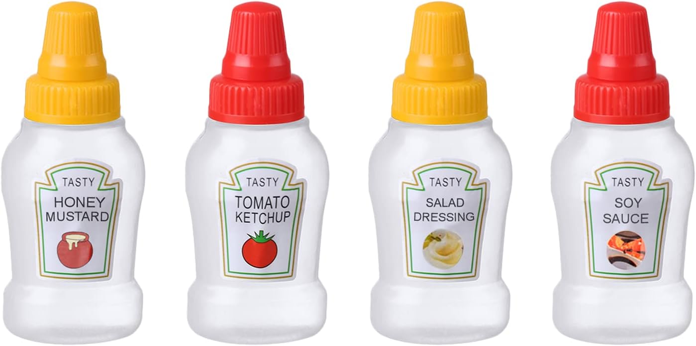 4pack Mini Squeeze Bottles for Condiments