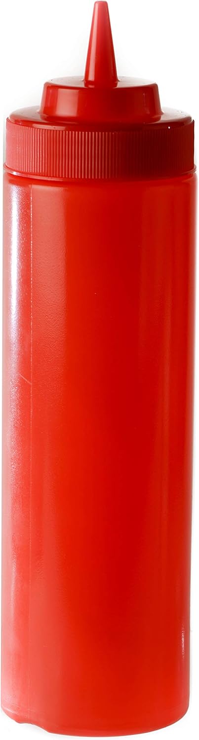 24-Piece Red Plastic Condiment Squeeze Bottles - BPA-Free Reusable and Durable