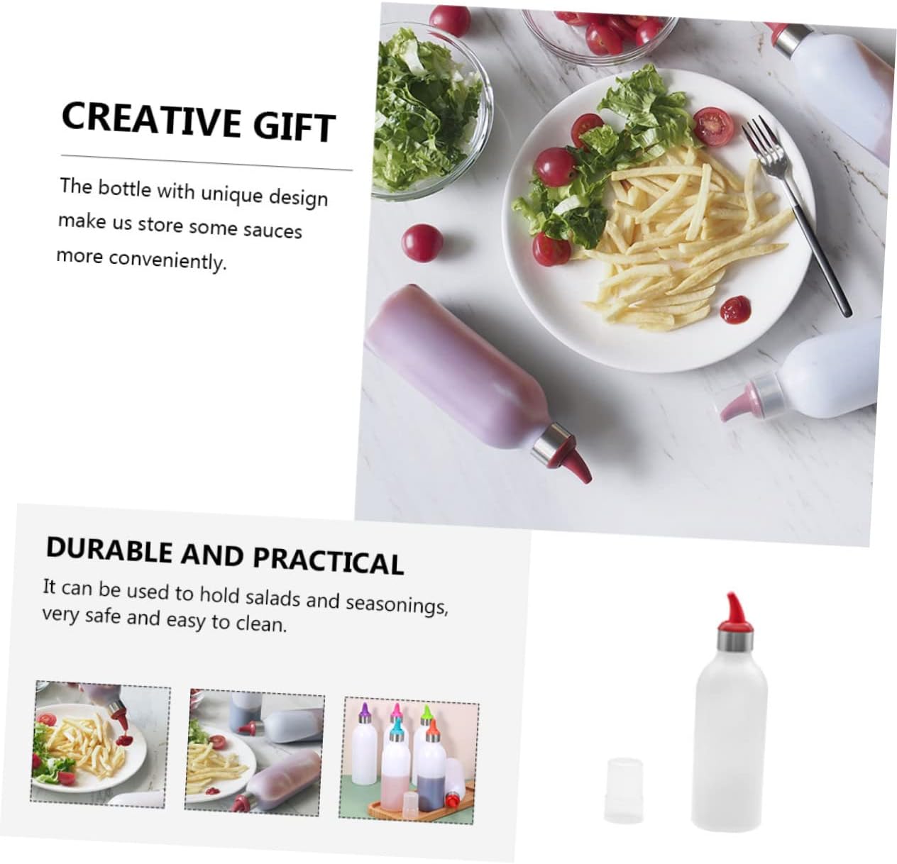 450ml Red Squeeze Condiment Bottles for Kitchen Use