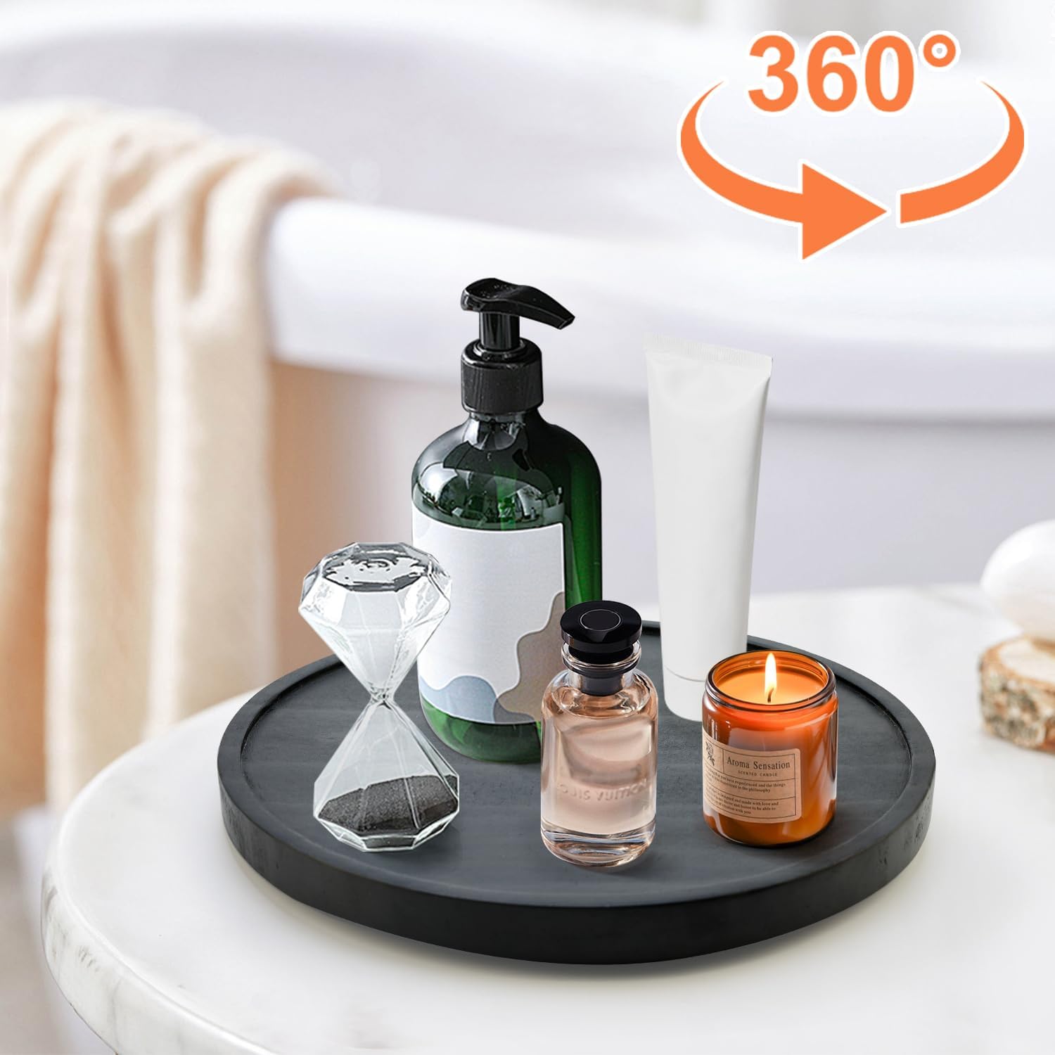 Black Wooden Bathroom Tray