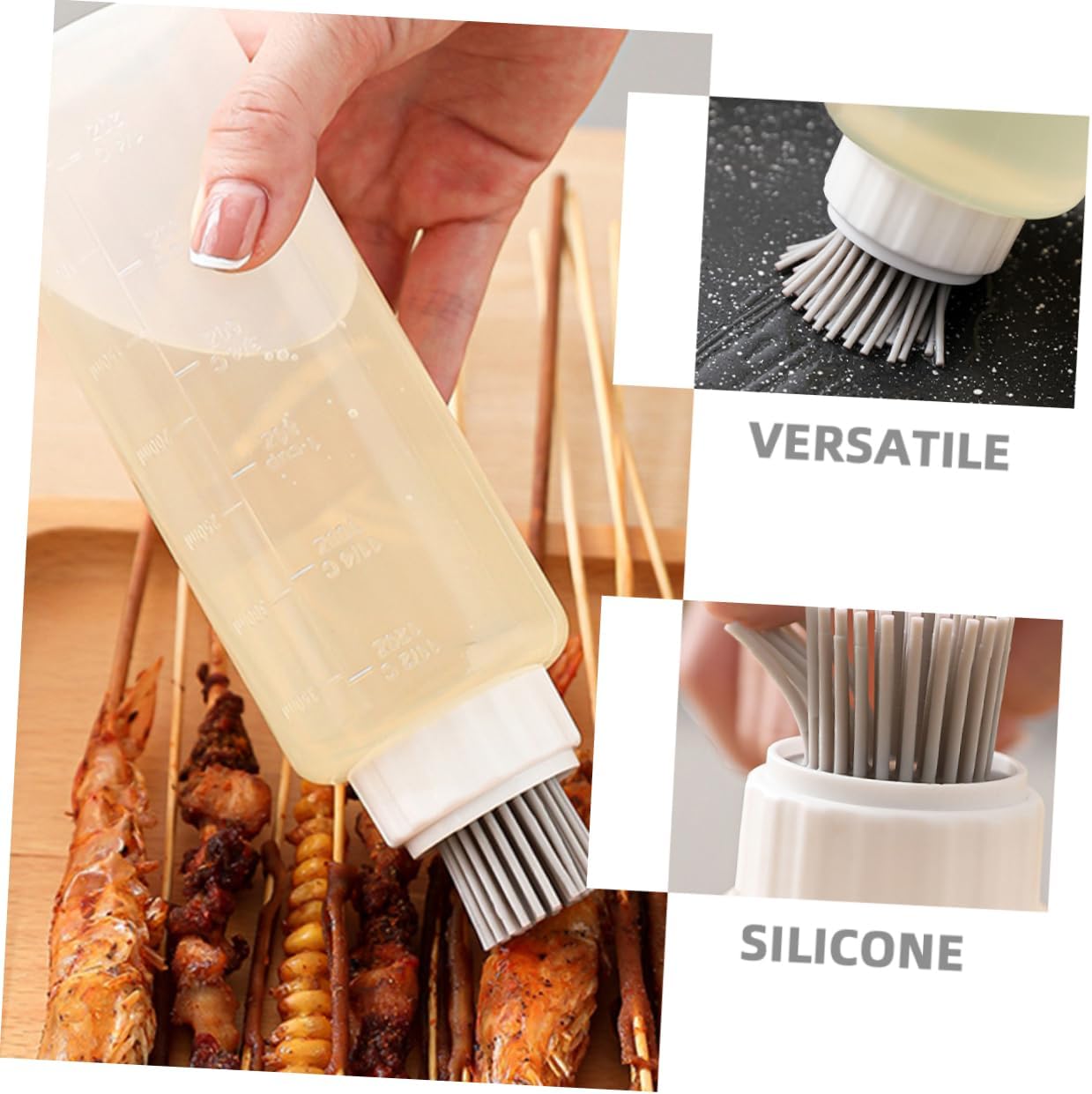 French Professional Silicone Oil Dispenser with Basting Brush for BBQ Cooking