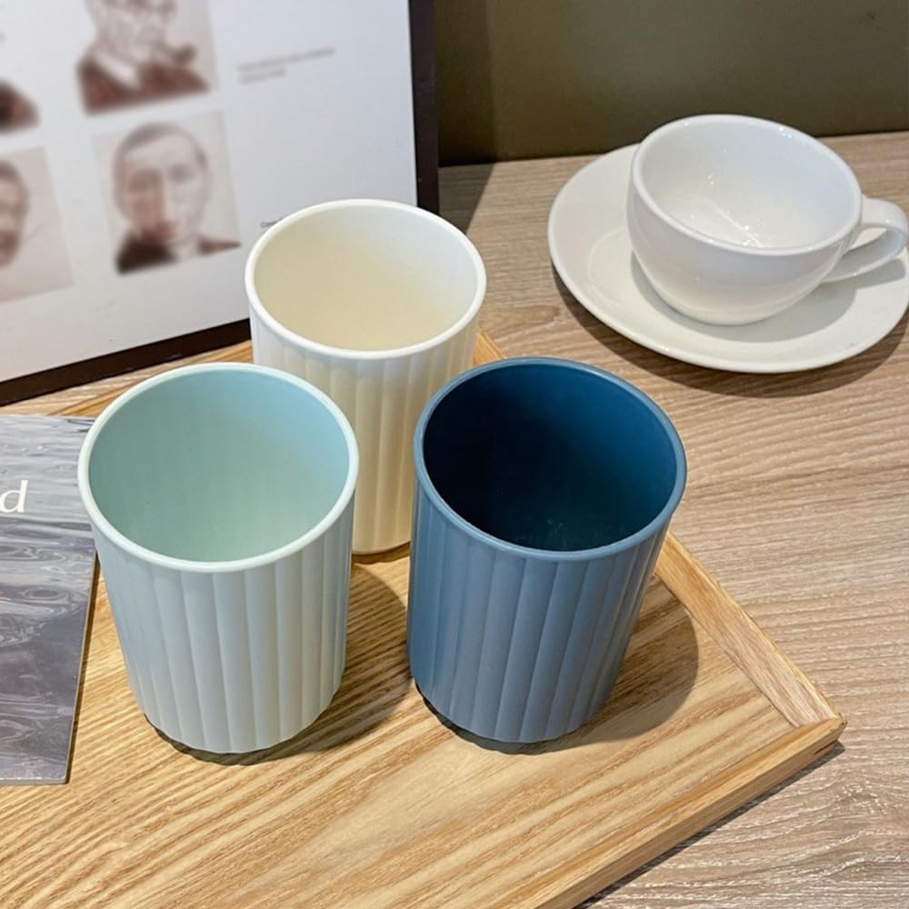 Wide-Striped Toothbrush Water Cup 2Pcs