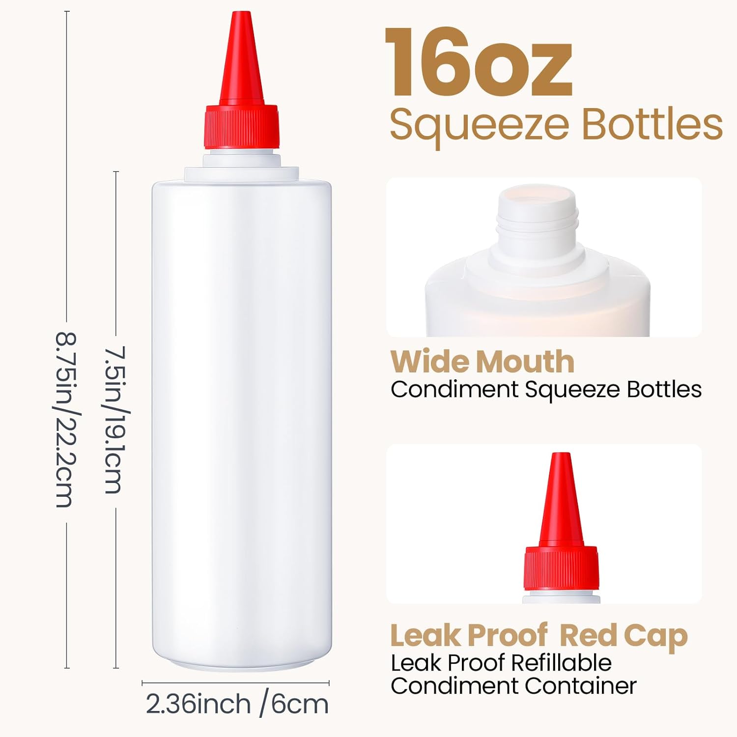 Irenare 30-Piece Plastic Condiment Squeeze Bottles