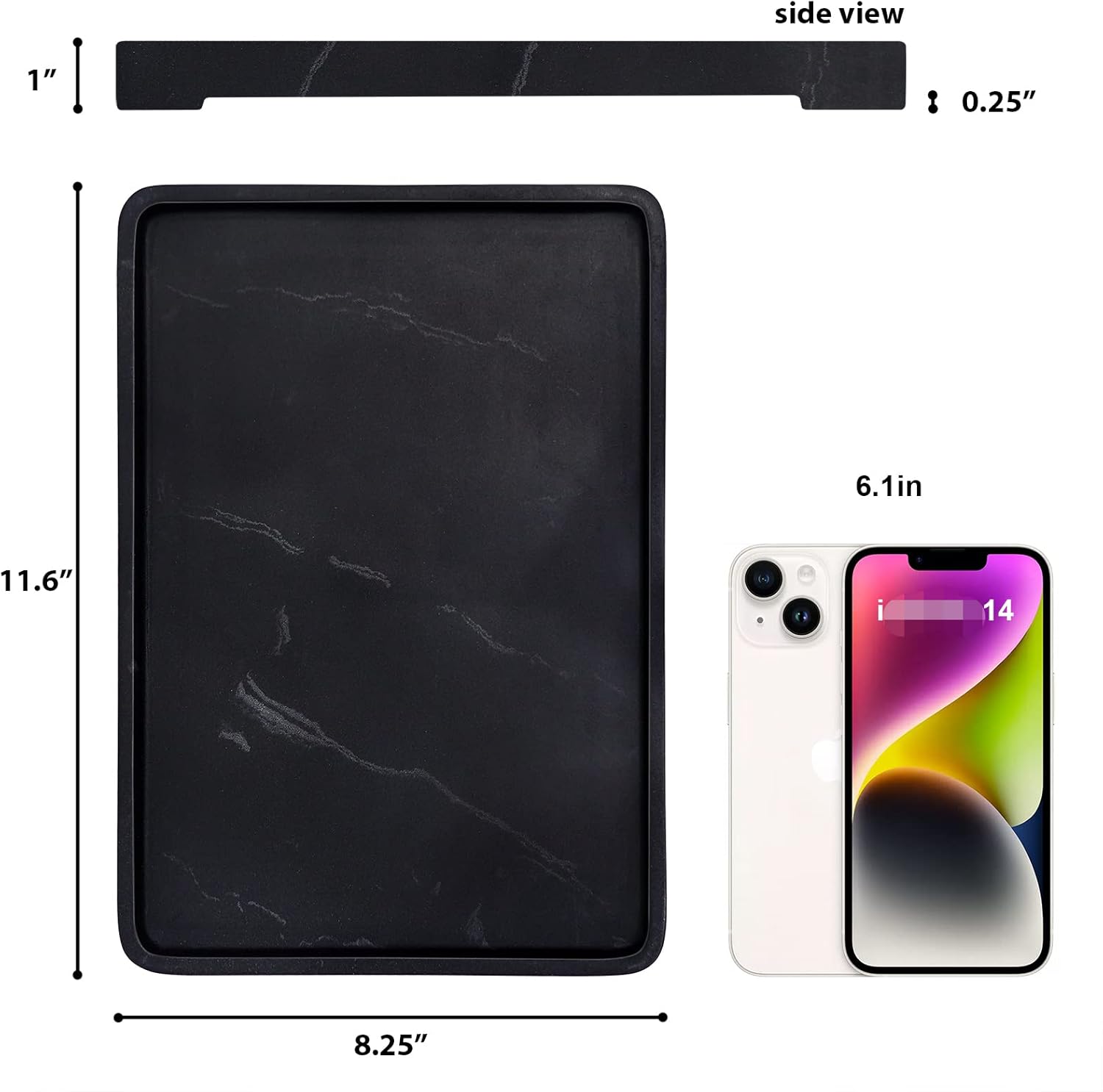 Premium Black Marble Bathroom Vanity Tray Organizer