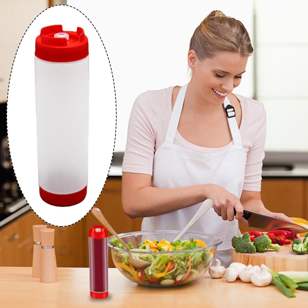 EMVANV 3-Pack 16oz Squeeze Bottles for Sauces Red