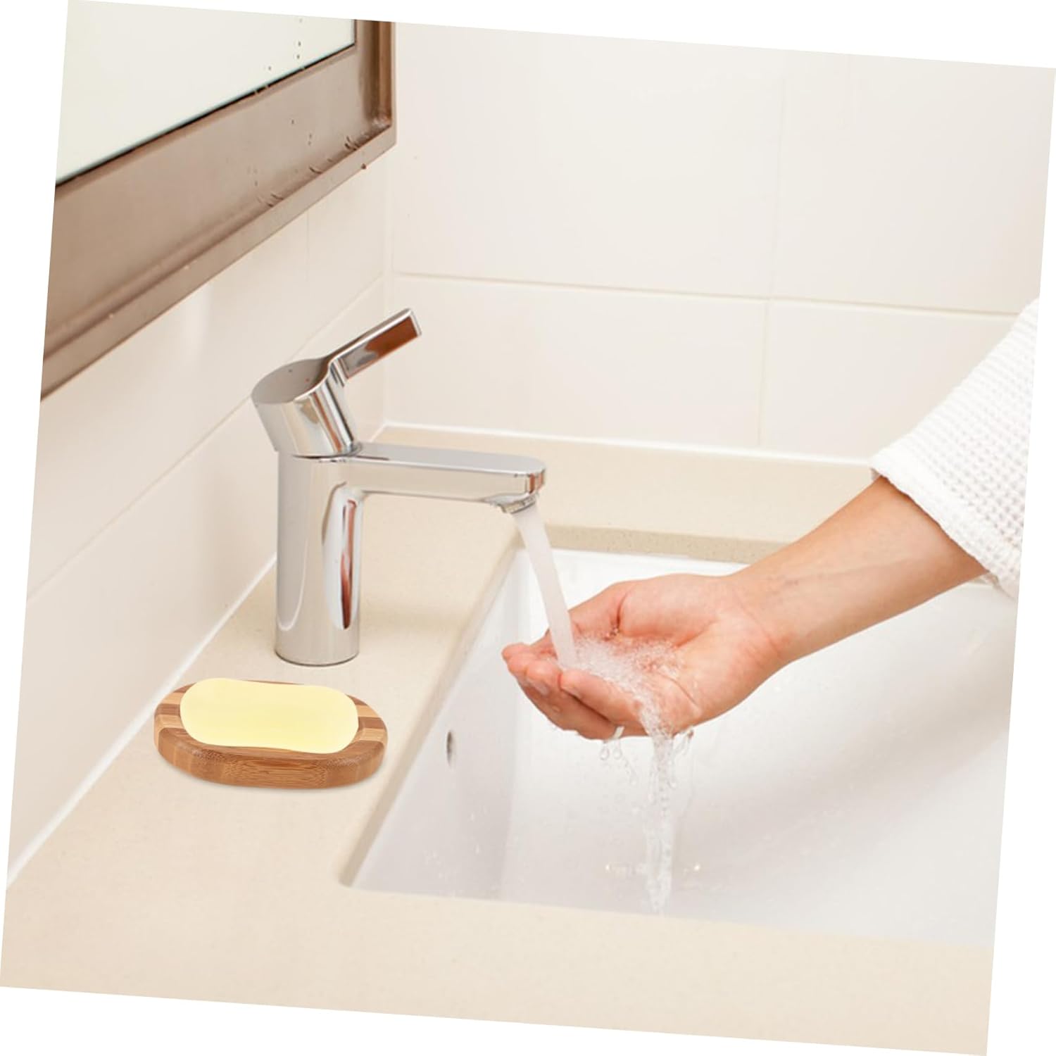 IWOWHERO Zebra Pattern Wooden Soap Dish - Modern Bathroom Kitchen Organizer