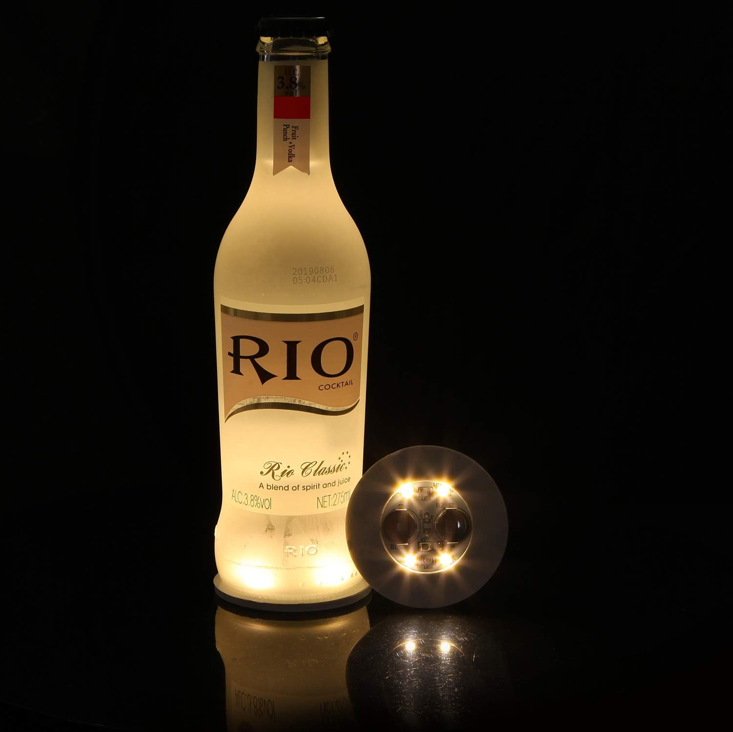 LED Bottle Lights with 3M Sticker - 7 Bottles Warm White