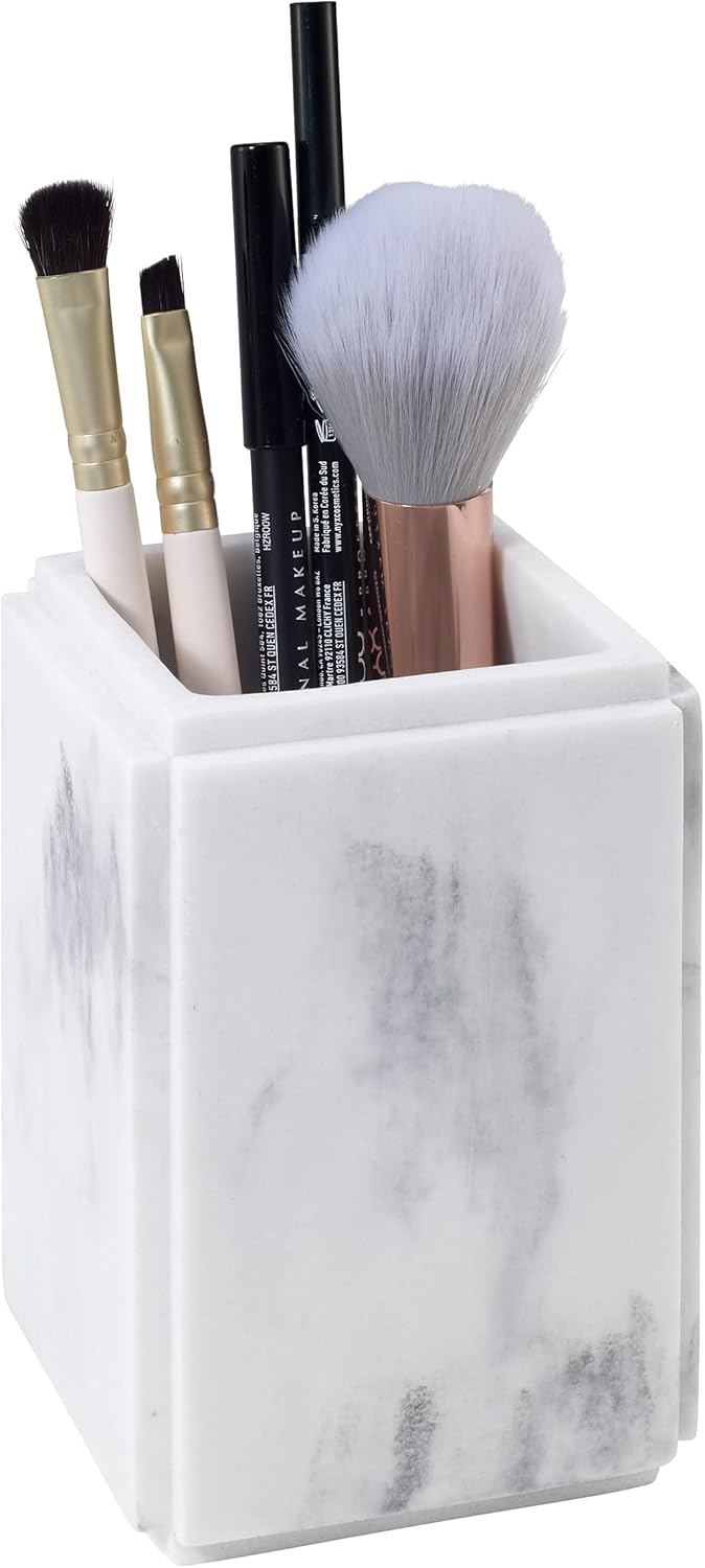 Premium Resin Tumbler Marble-Style Bathroom Organizer