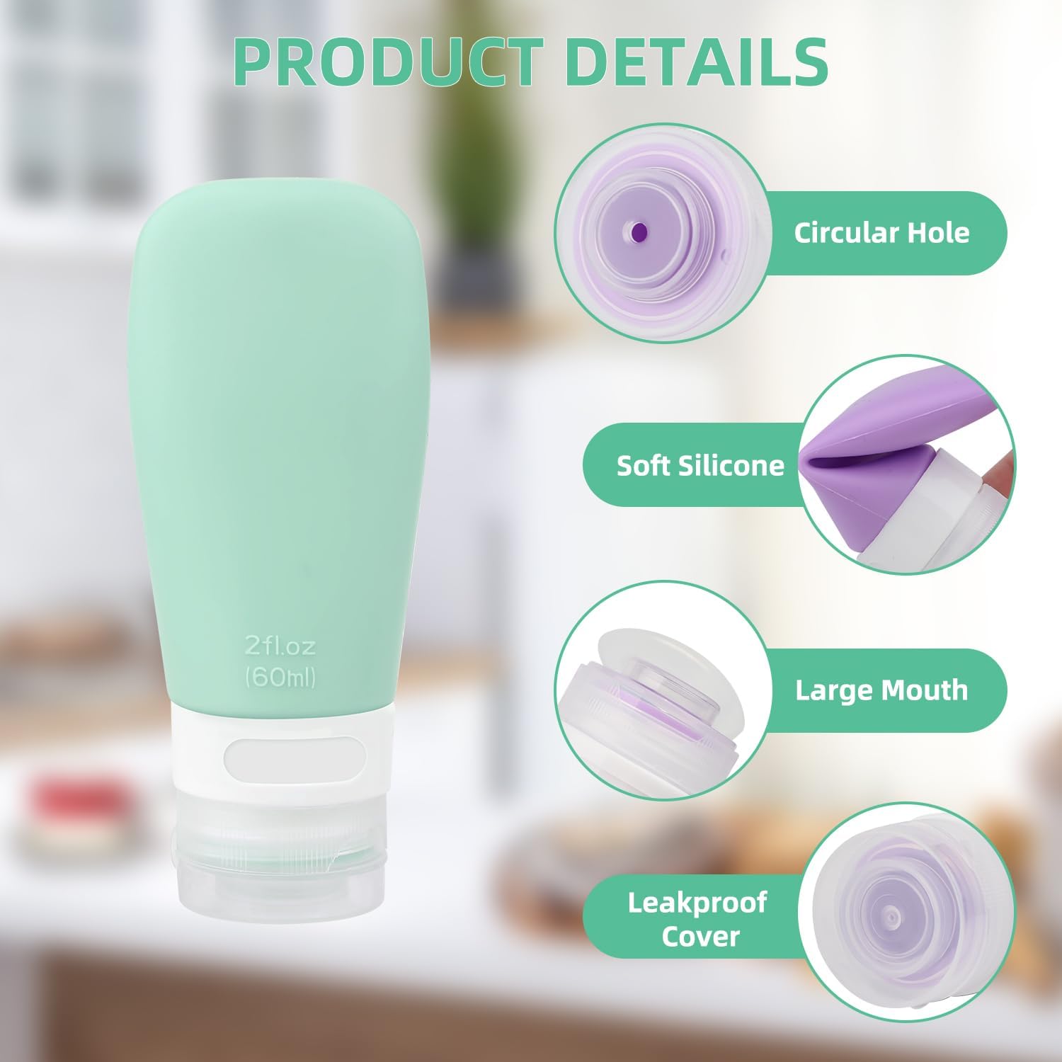 4-Piece Set of Silicone Condiment Squeeze Bottles for Lunch Boxes