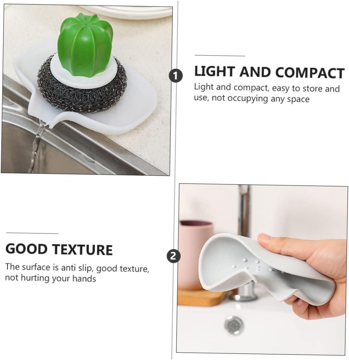Perfect 2pcs WhiteGray Draining Soap Disk for Bathroom Kitchen Storage