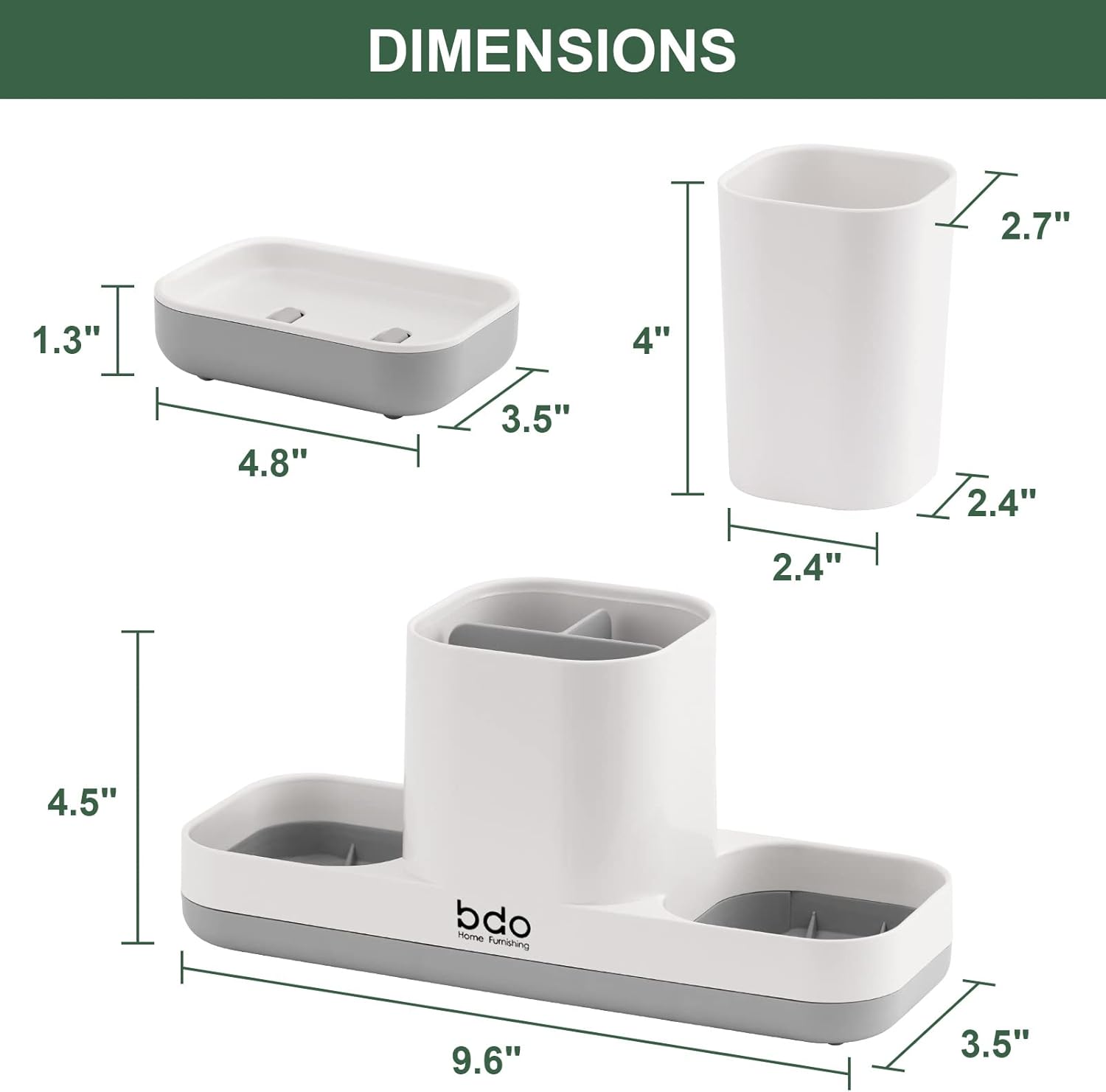 VITVITI Toothbrush Holder with 2 Cups and Soap Dish 1