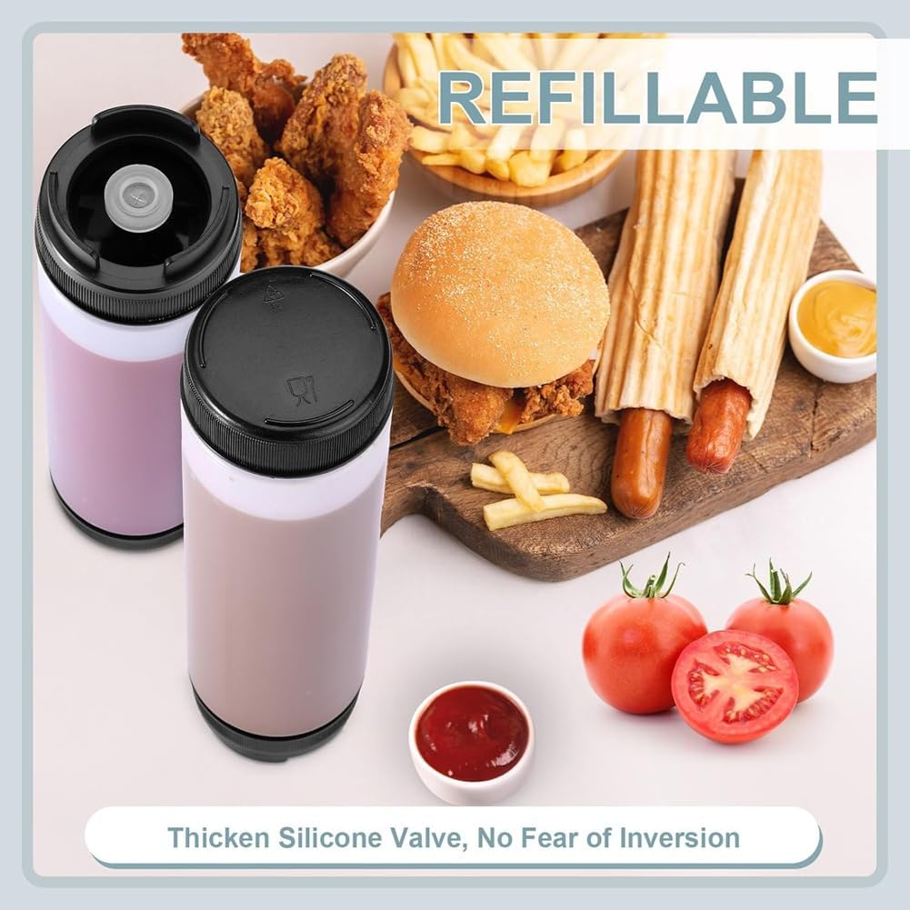 6 Pcs 16 Oz Condiment Squeeze Bottles Inverted Leak Proof