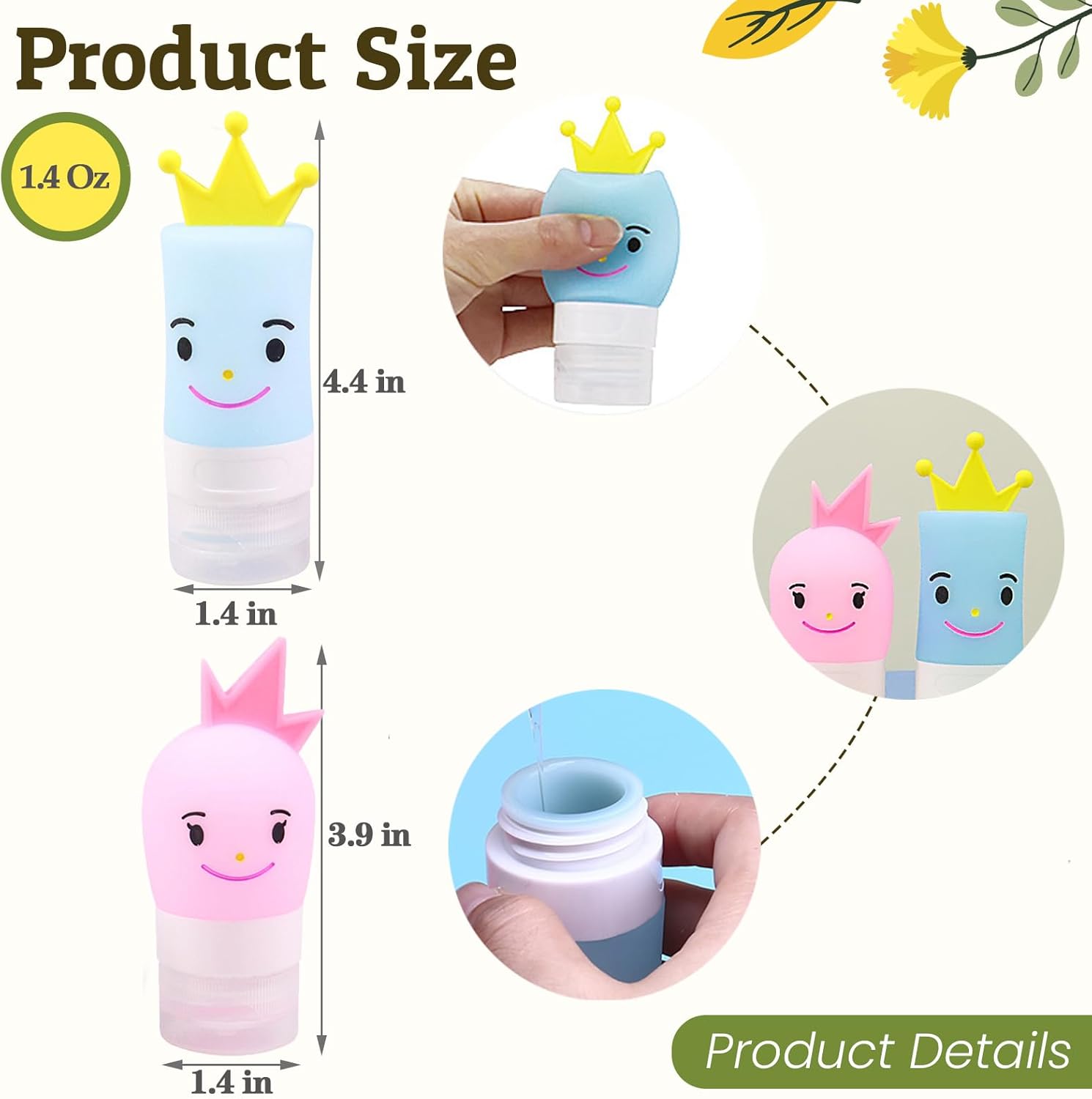 Portable Prince Princess Condiment Bottles for Lunch