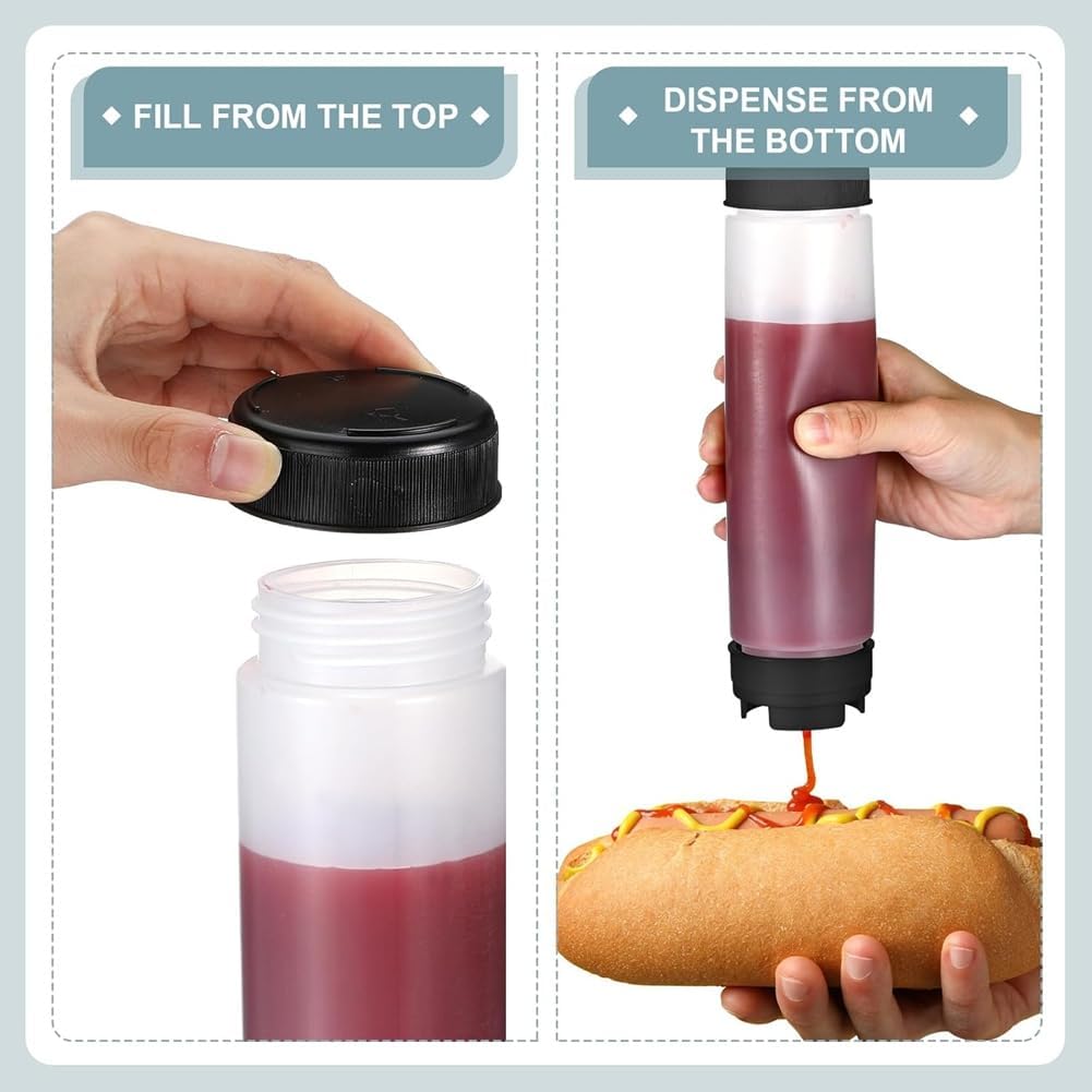6 Pcs 16 Oz Condiment Squeeze Bottles Inverted Leak Proof