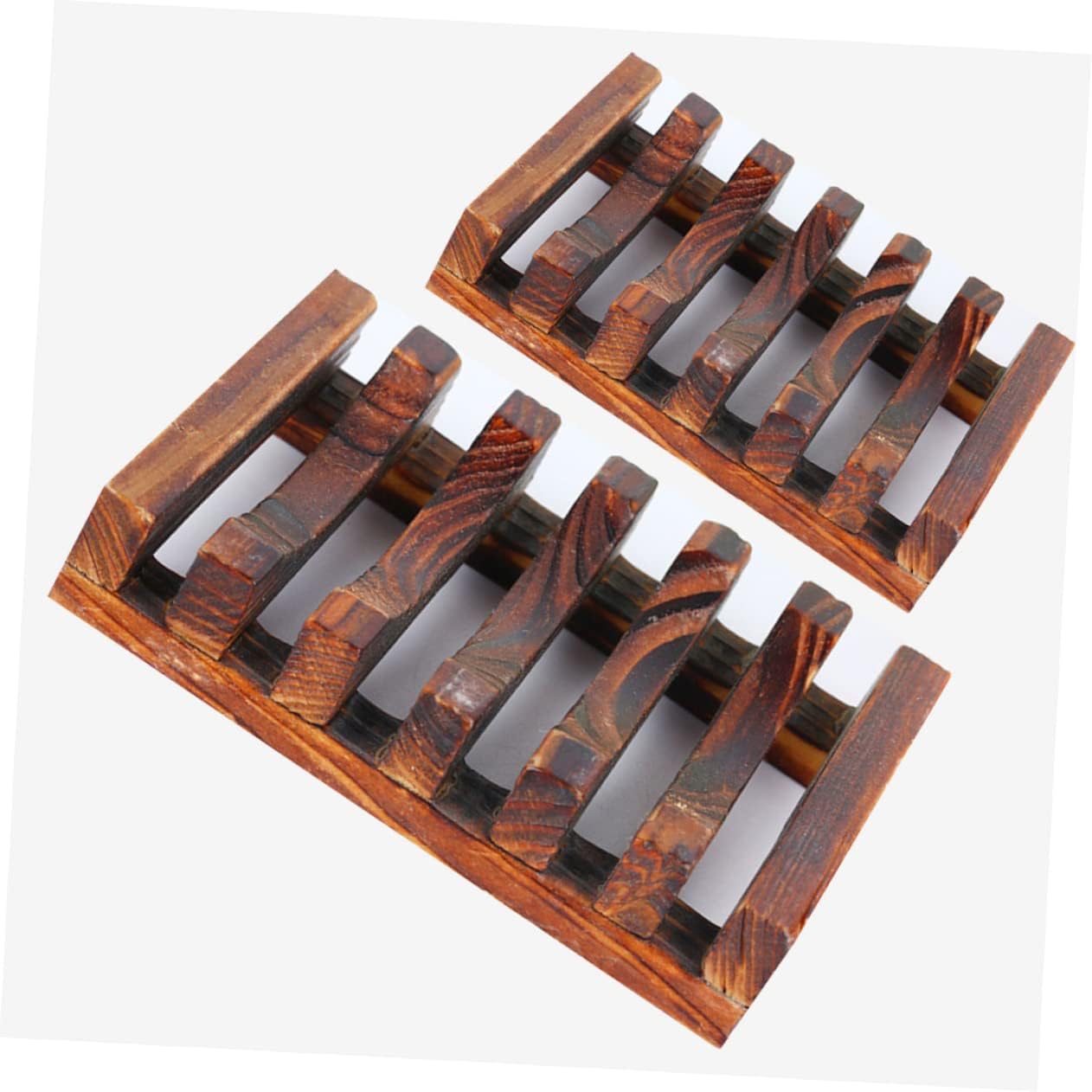 3pcs Wooden Soap Dish Natural Drain Soap Rack for Bath Kitchen