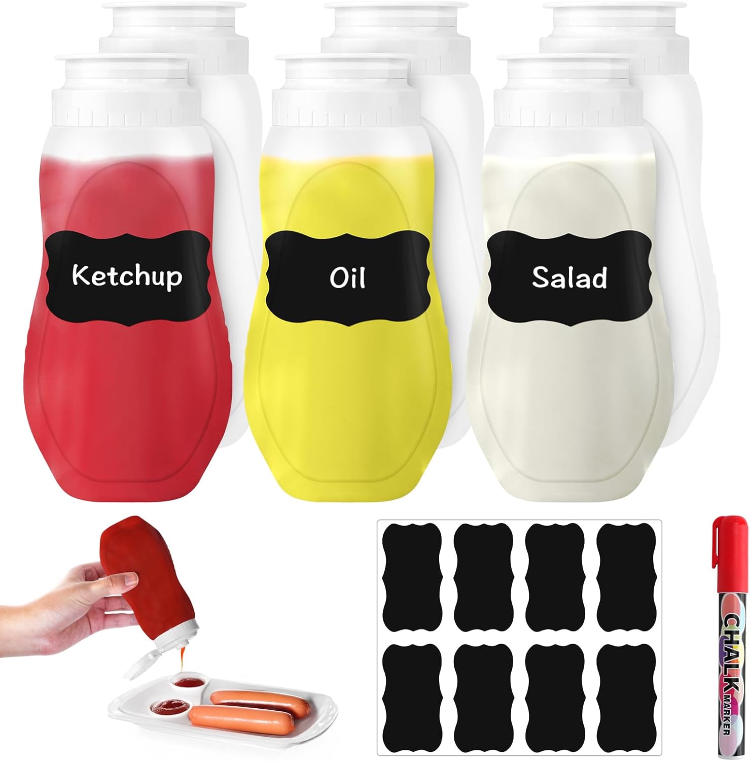 Find Your Perfect Match 6-Piece WCHOSOZH Condiment Squeeze Bottle Set