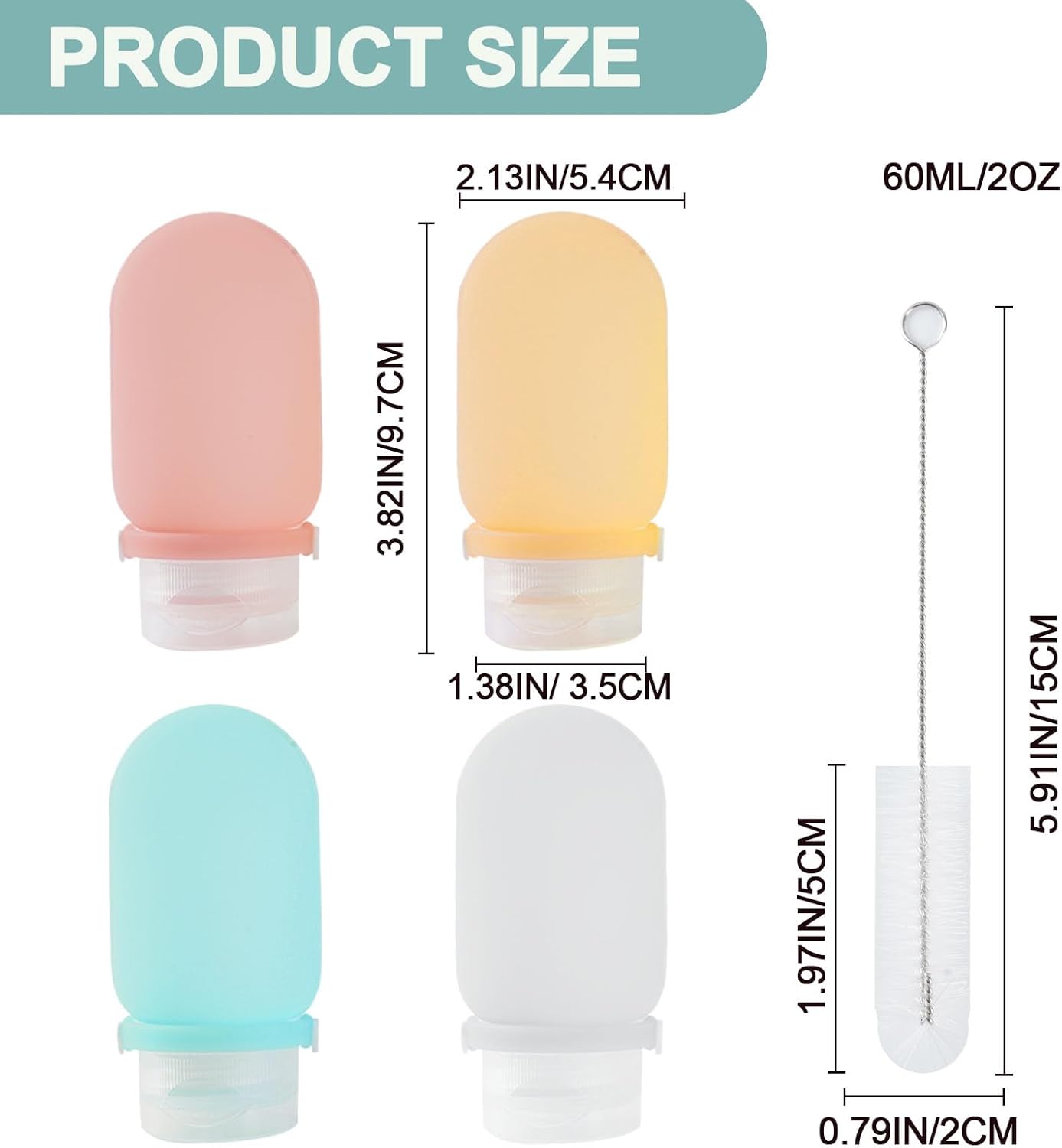 4Pcs 60ml Silicone Squeeze Salad Dressing Bottles