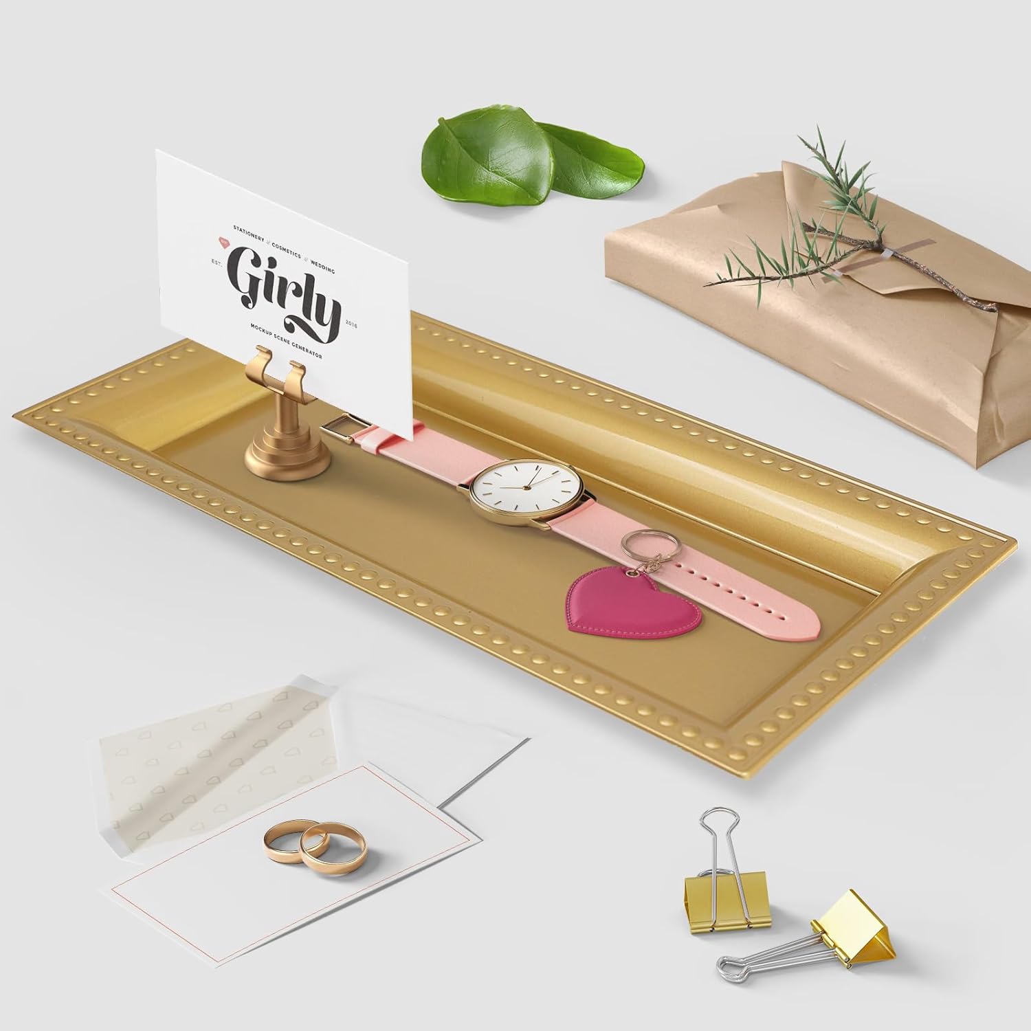 Versatile 2-Pack Gold Bathroom Vanity Tray for Organization