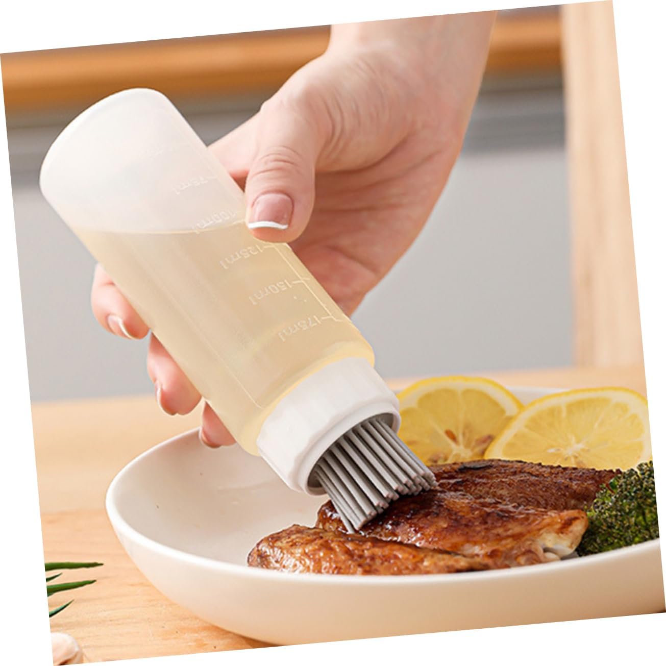 French Professional Silicone Oil Dispenser with Basting Brush for BBQ Cooking