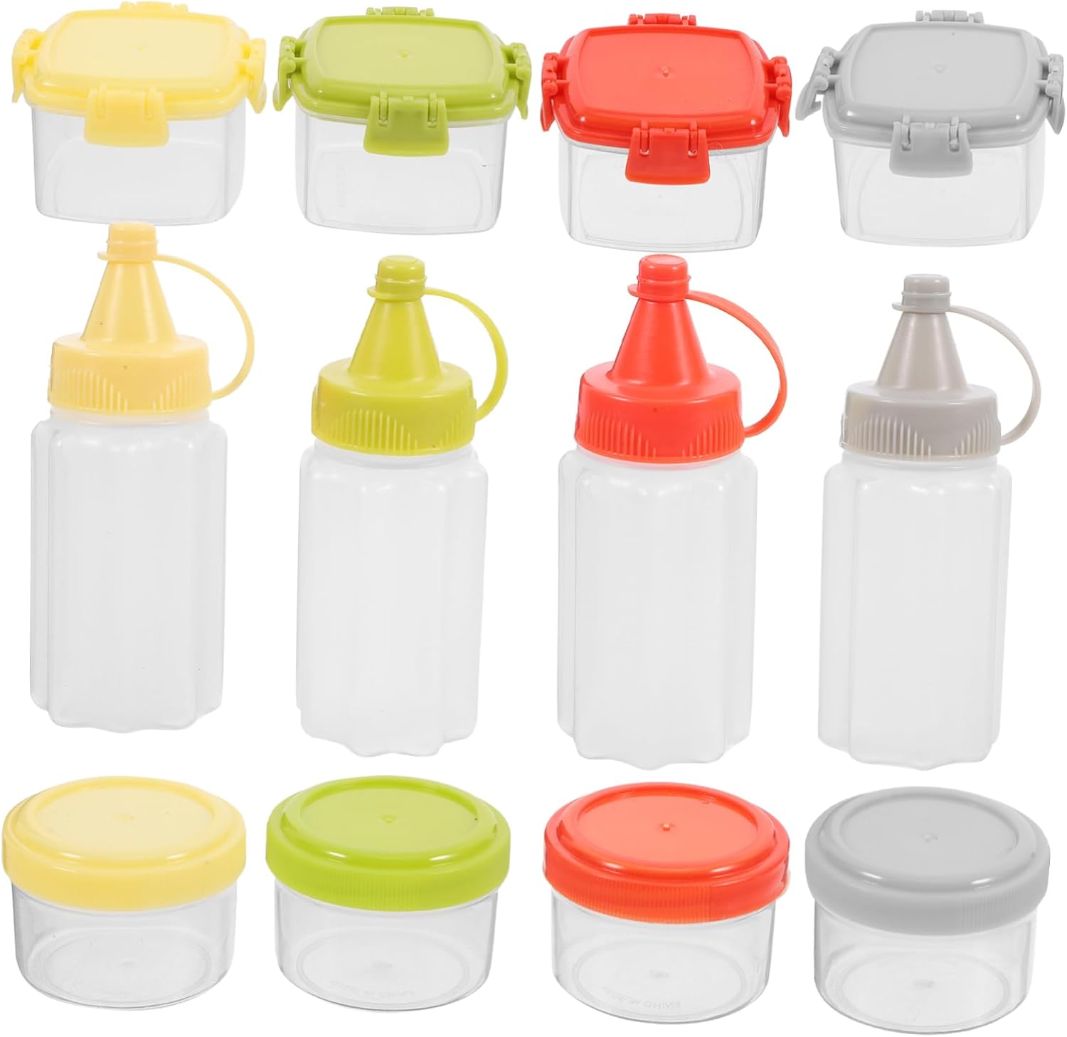 12 Piece Condiment Squeeze Bottles Set for Kitchen Storage Organization