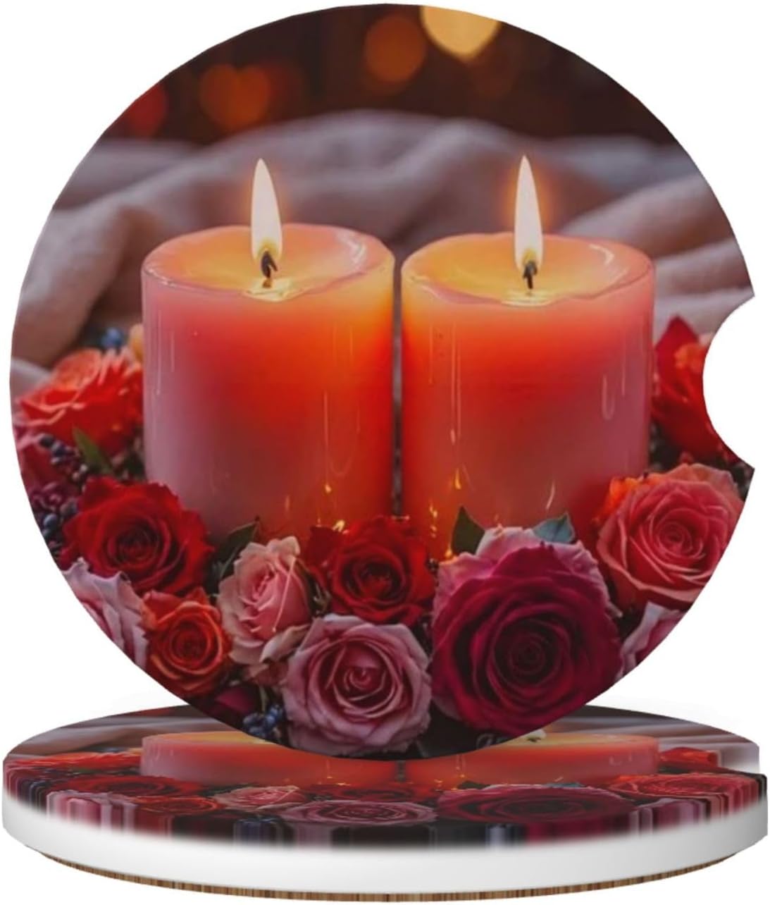 Candleflower 2-Piece Coasters Set for Car Accessories