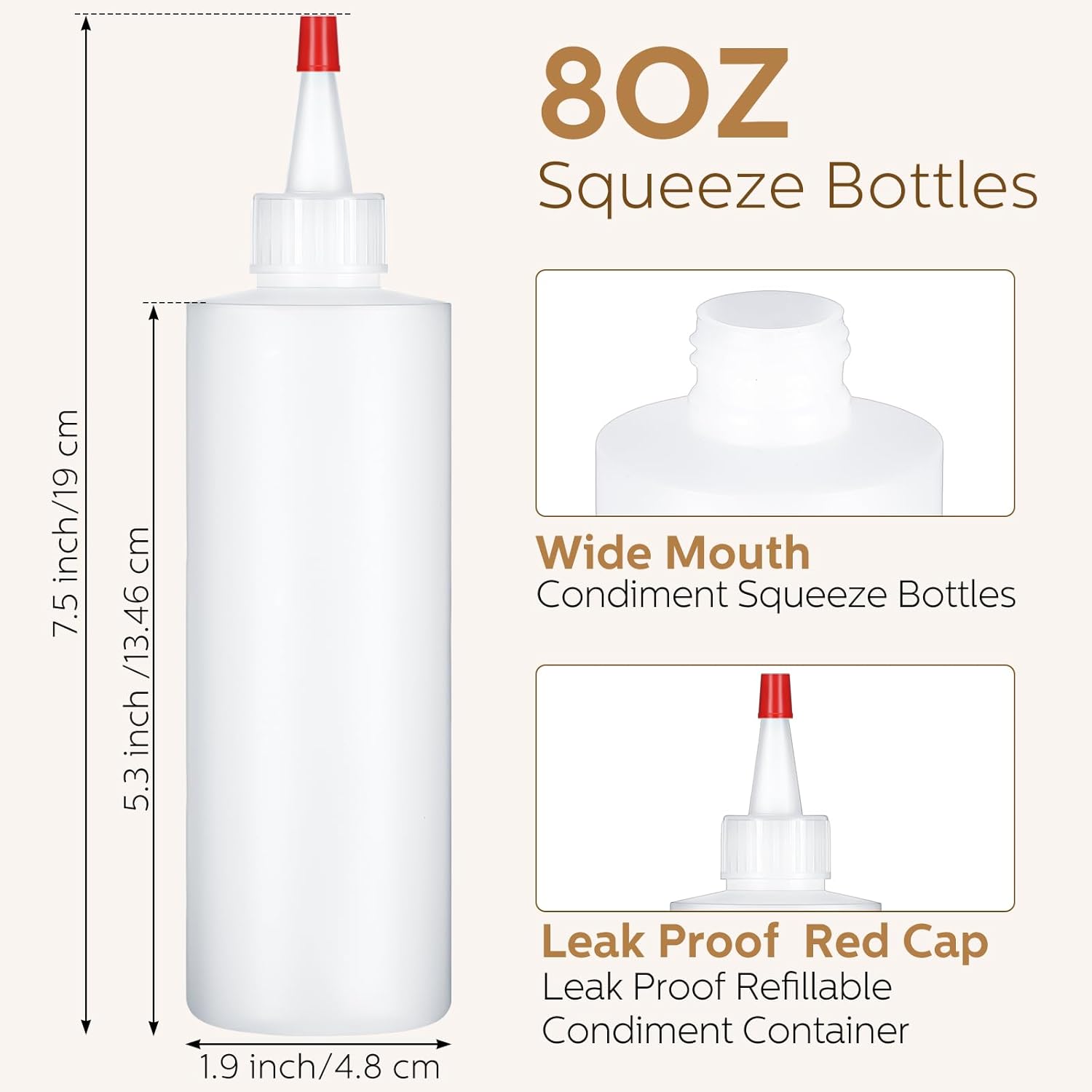 Jinei 30pk 8oz Squeeze Bottles - Clear Kitchen Squeeze Containers