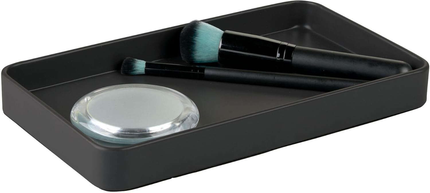 Elevate Bathroom Organization with iDesign Steel Vanity Tray - Matte Black