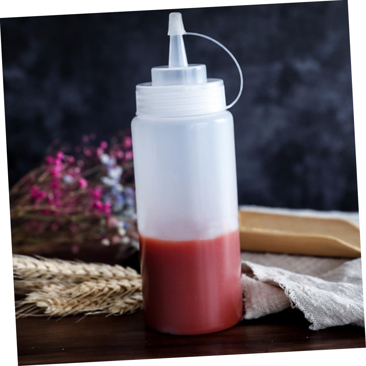 GRIRIW Condiment Squeeze Bottles 4 Pack for Salad Dressing and Seasonings