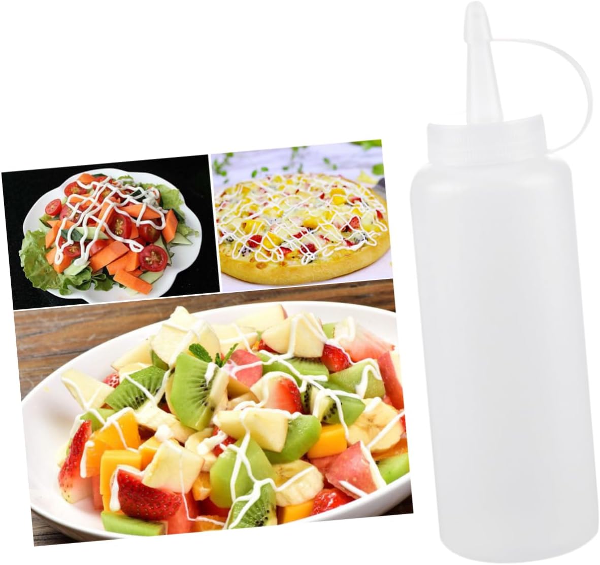 GRIRIW Condiment Squeeze Bottles 4 Pack for Salad Dressing and Seasonings