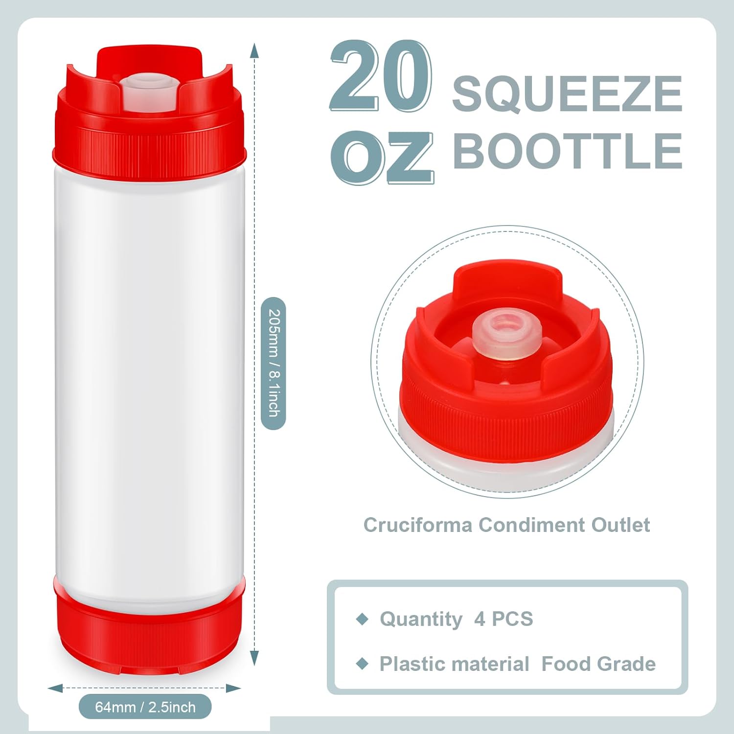 4-Piece Red Squeeze Bottles