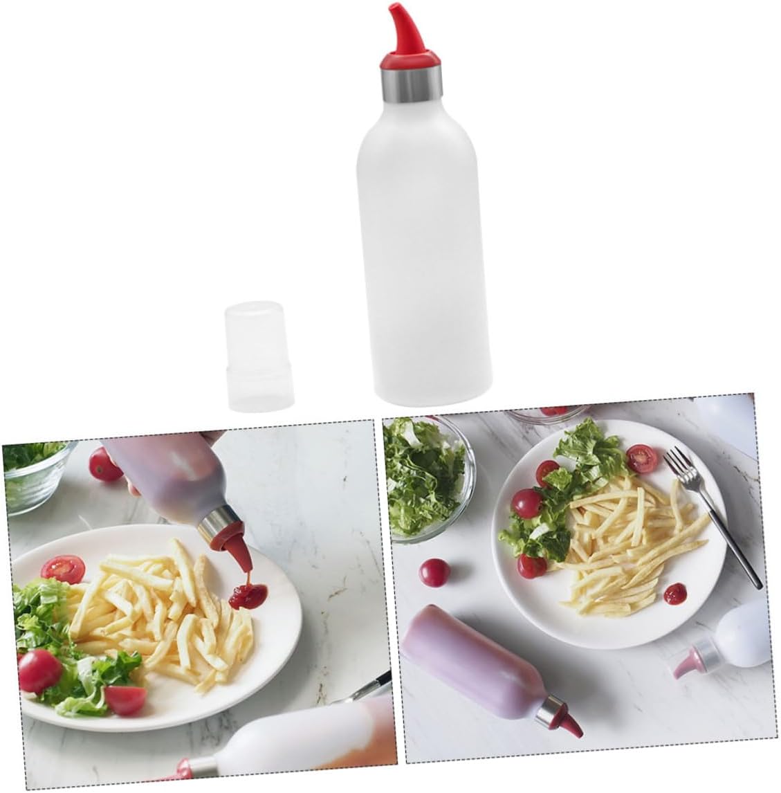 450ml Red Squeeze Condiment Bottles for Kitchen Use