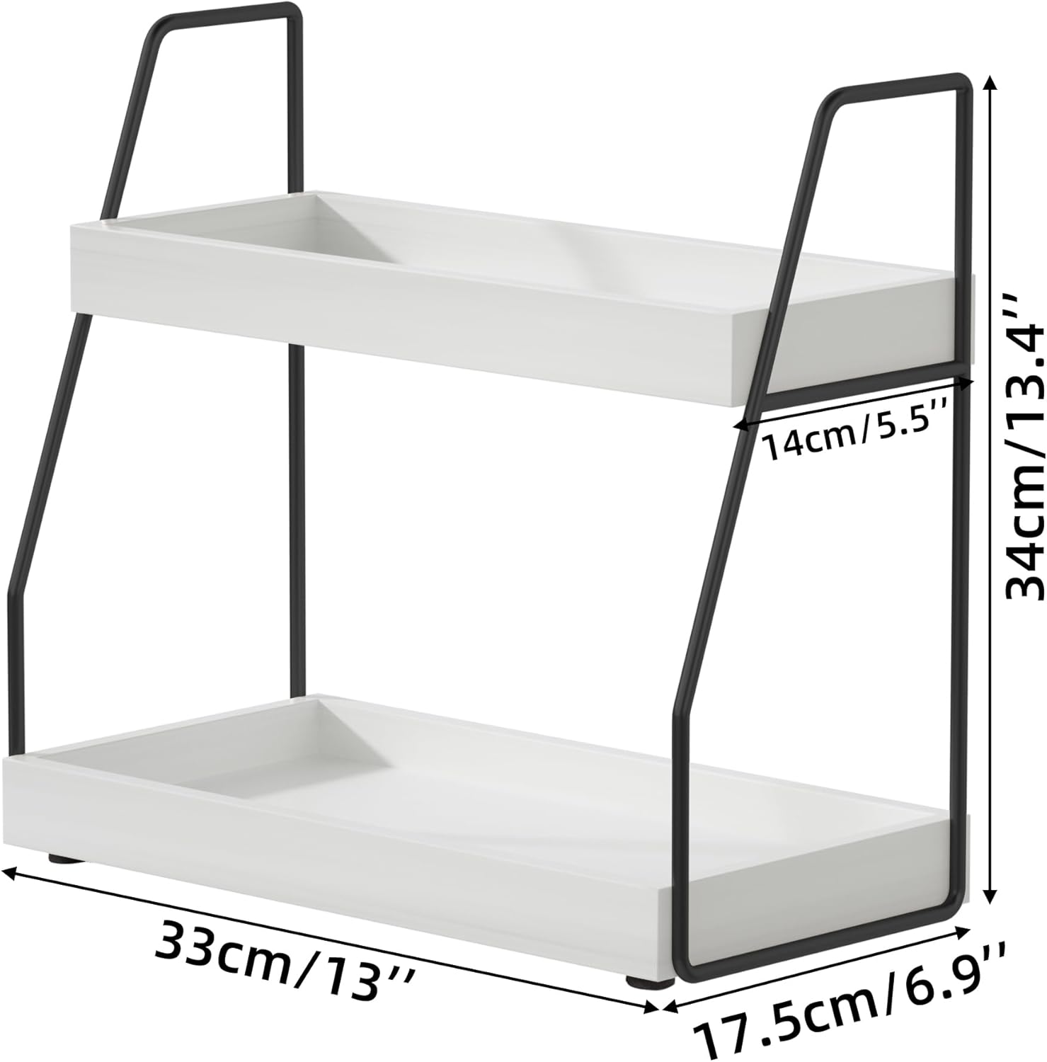 Double-Tier White Bathroom Organizer for Space-Saving Storage