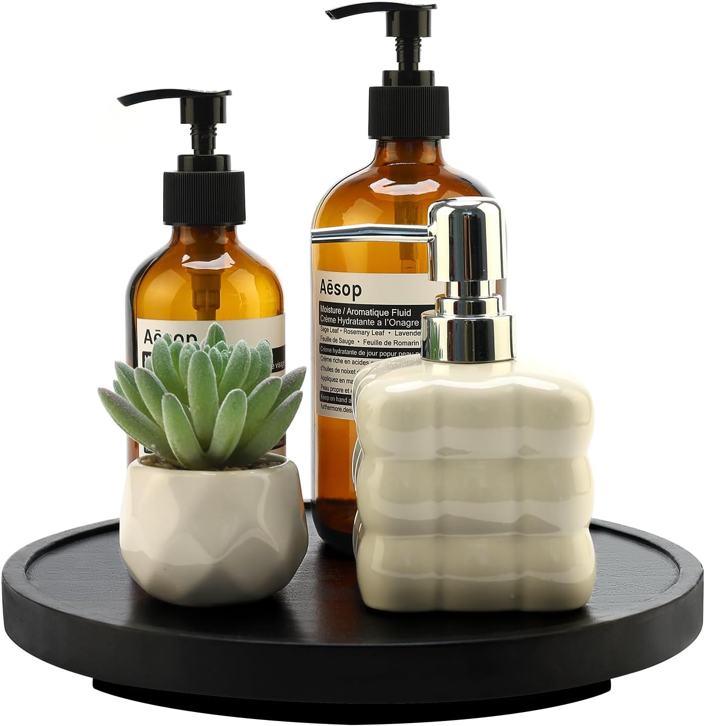 Black Wooden Bathroom Tray