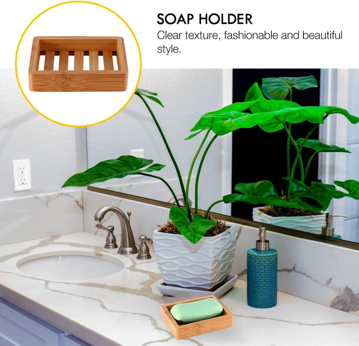Cabilock Bamboo Pine Linear Soap Holder for BATH KITCHEN